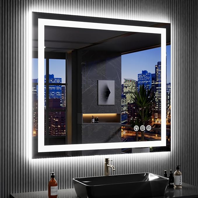 LOAAO 40”X38“ RGB LED Bathroom Mirror by LOAAO