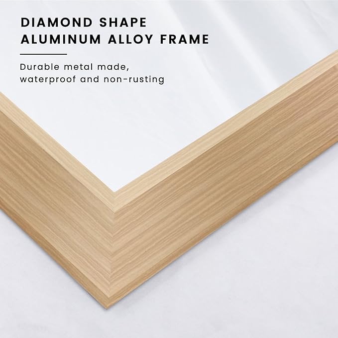 Amorho Bathroom Mirror, 24x30 Inch Wall Mirror, Oak Wood Grain Metal Framed - Image 2