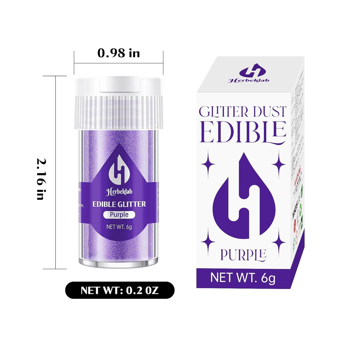 Purple Edible Glitter for Cocktails - 6g Purple Luster Dust Edible Drink Glitter Food Grade Metallic Shimmer Powder Sprinkles for Beverage Cake Chocolate Candy