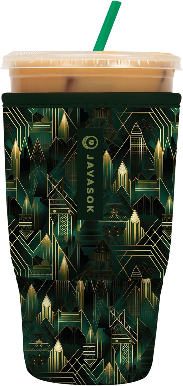 Sok It JavaSok Iced Coffee & Cold Soda Insulated Neoprene Cup Sleeve (City Limits, Large: 30-32oz)