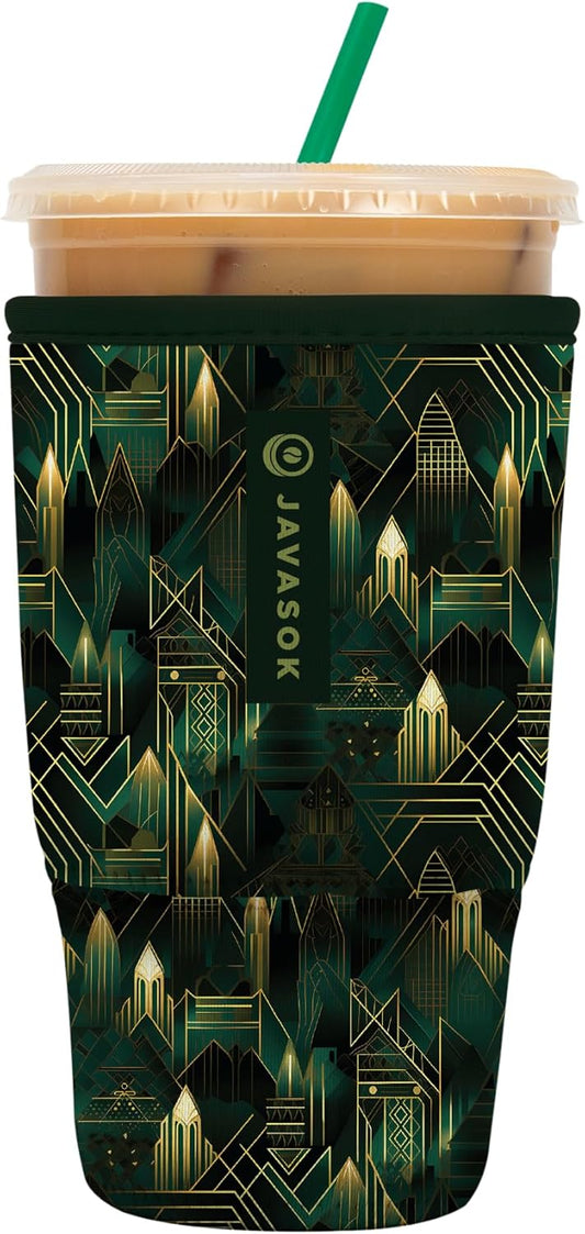 Sok It JavaSok Iced Coffee & Cold Soda Insulated Neoprene Cup Sleeve (City Limits, Large: 30-32oz)