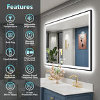 60x38 Black Framed LED Bathroom Mirror - Image 2
