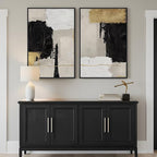 Framed Black White and Gold Abstract Wall Art - Image 3