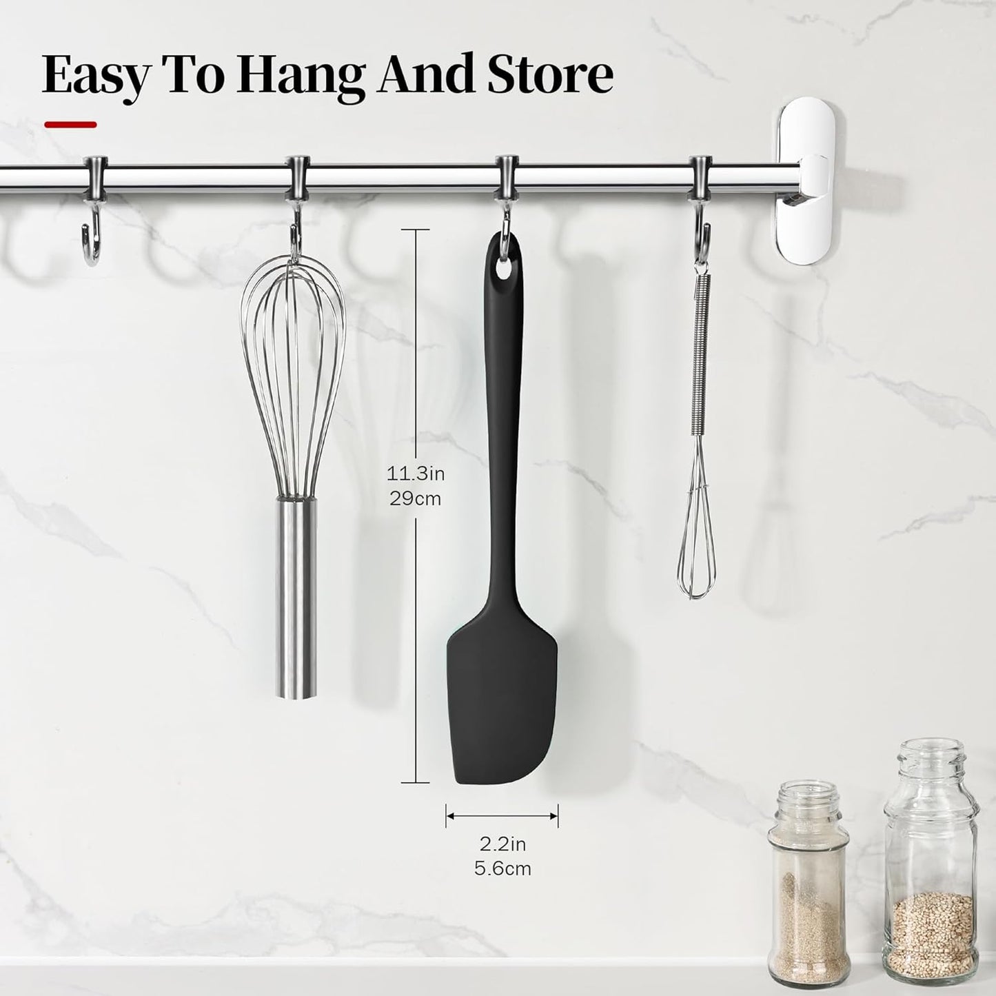 600ºF Heat Resistant Spatula, 11.34 inch High Heat Food Safe Semless Kitchen Silicone Scraper for Cooking Baking Mixing Scraping Stirring Nonstick Cookware Pan Bowl (Black)