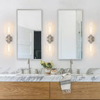 Wall Sconces Set of Two, Hardwired Brushed Nickel Bathroom Sconces Wall Lighting - Image 5