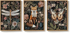 Framed Vintage Botanical Animal Wall Art Set of 3, Dark Floral Butterfly - Image 9