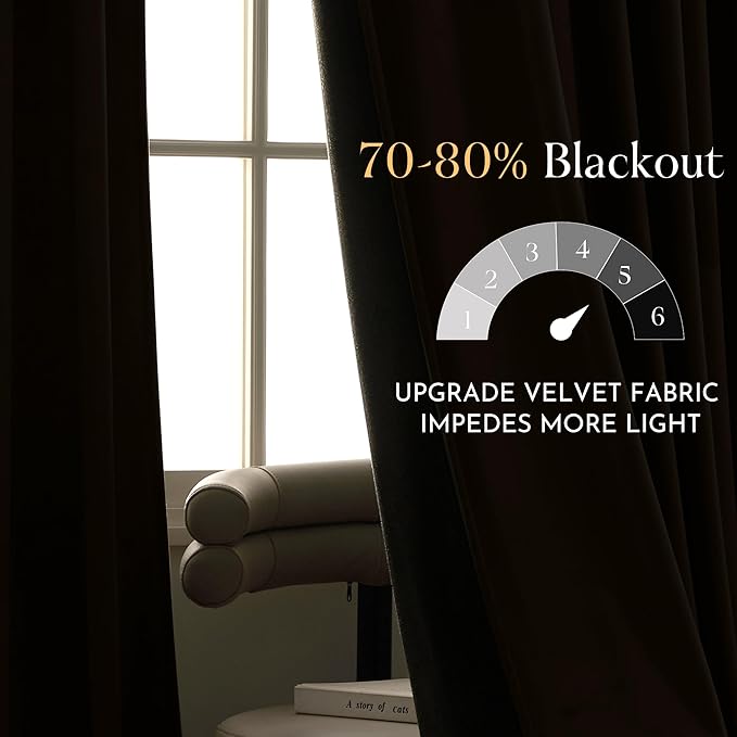 NICETOWN Taupe Velvet Curtains 108 inches Long - Image 4
