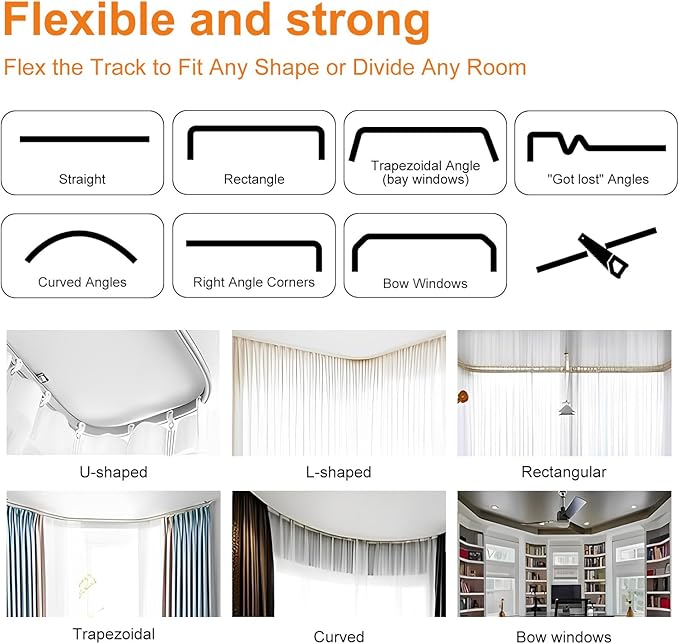 Room Dividers Curtains Flexible Ceiling Tracks set Curtain track Ceiling Mount - Image 5