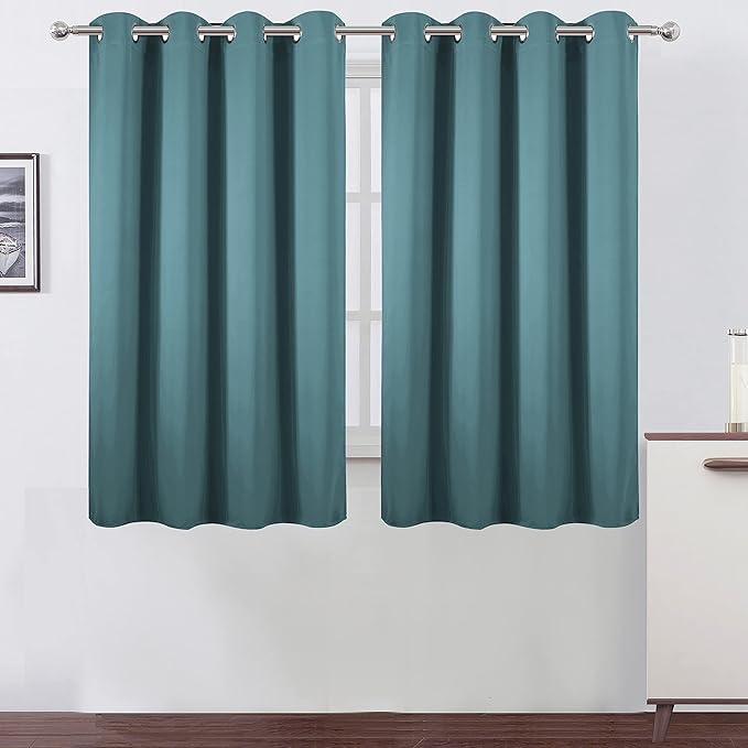 LEMOMO Blackout Curtains 52 x 45 inch/Sea Teal Curtains Set of 2 Panels/Thermal by Lemomo