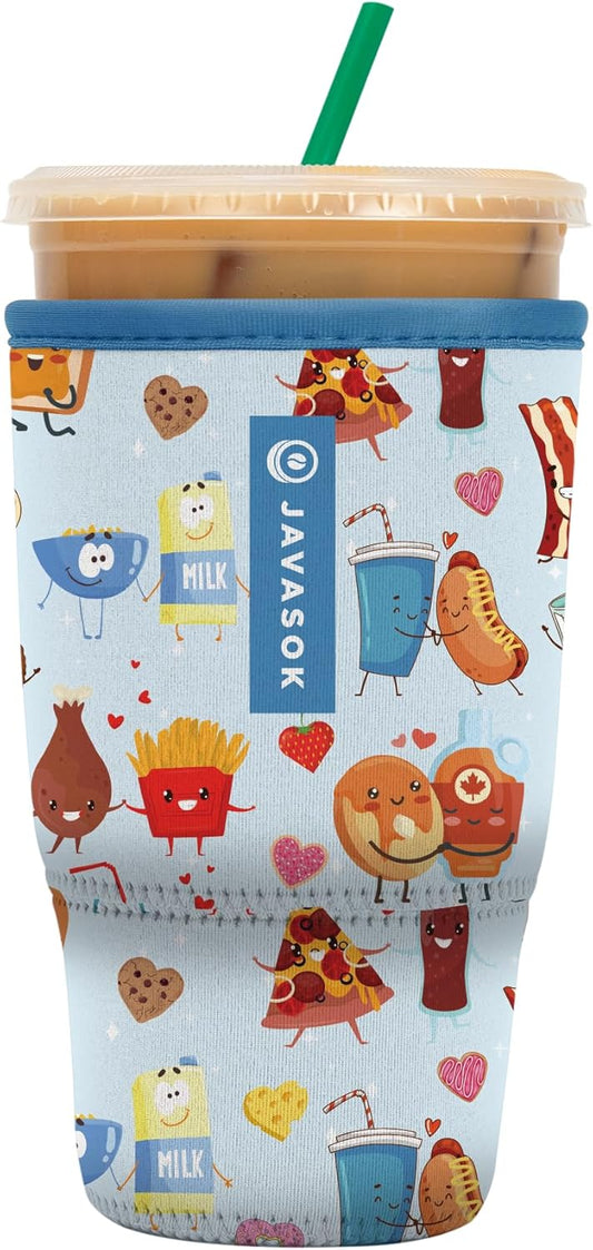 Sok It JavaSok Iced Coffee & Cold Soda Insulated Neoprene Cup Sleeve (Bestie Bites, Large: 30-32oz)