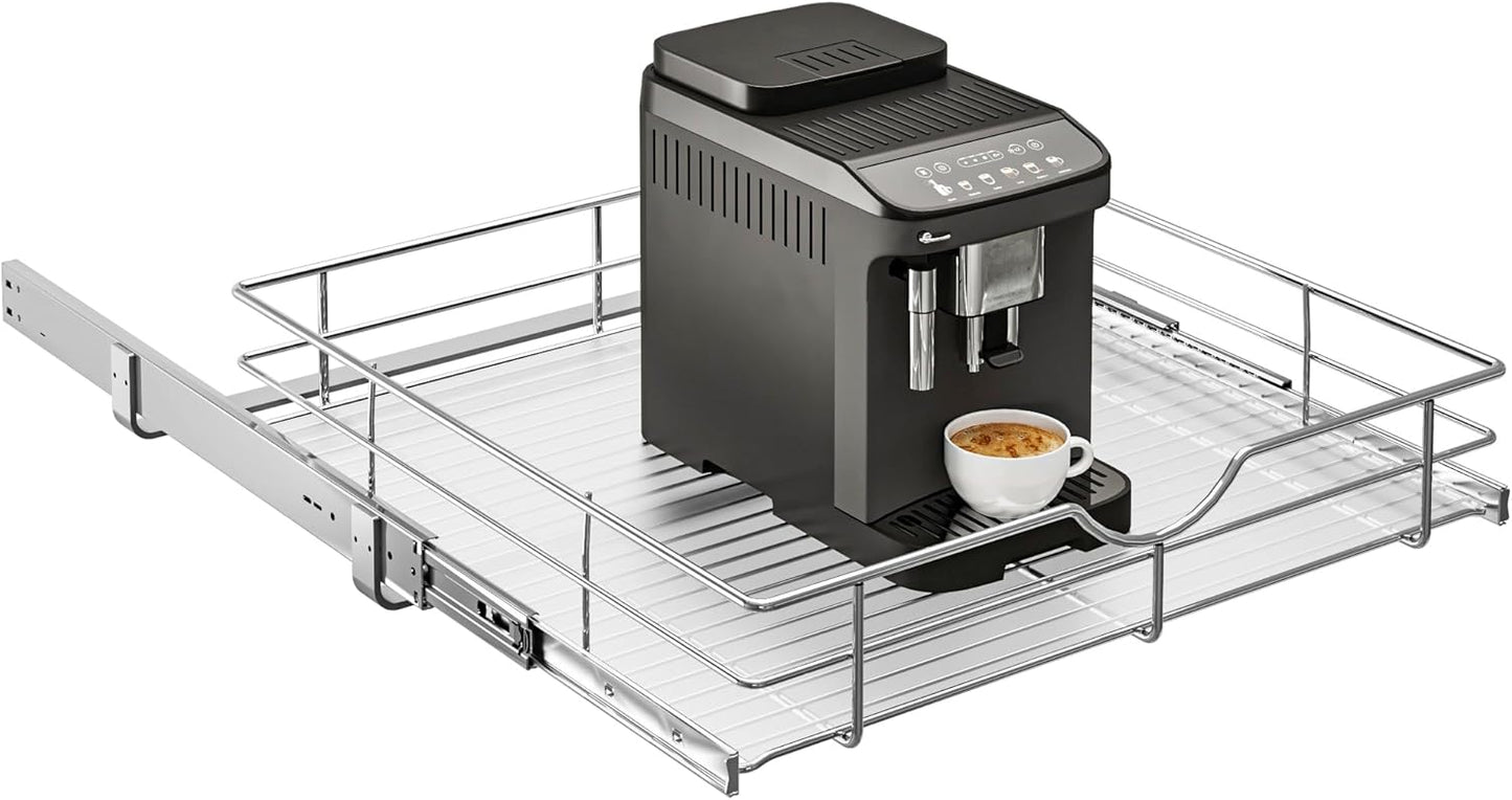 WelFurGeer Soft Close Slide Out Cabinet Shelf, 23" W x 22" D Pull Out Drawers for Kitchen Cabinets, Kitchen Shelf Organizer, Cupboard Organizers and Storage, Under Cabinet Pull Out Shelves