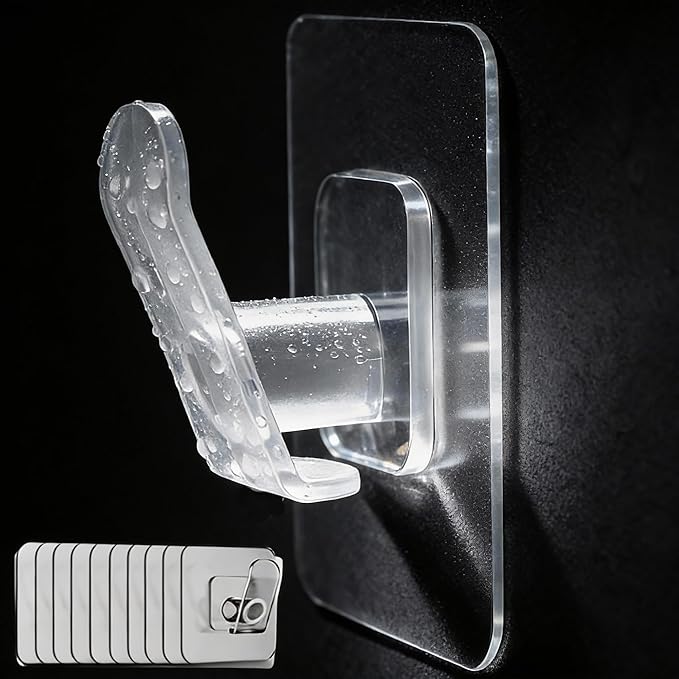 DELITON 10 Pack Adhesive Towel Hooks, Coat Hooks Stick on Wall Hanging Robes - Image 2