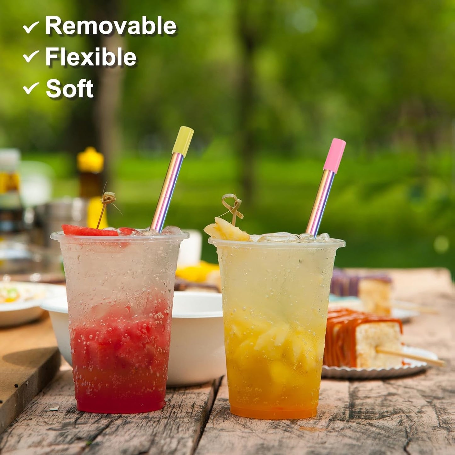 uxcell 20Pcs Silicone Straw Tips, Metal Straw Covers, Soft Reusable Straws Tips Fit for 6mm/0.24" OD Stainless Steel Straws (Yellow)