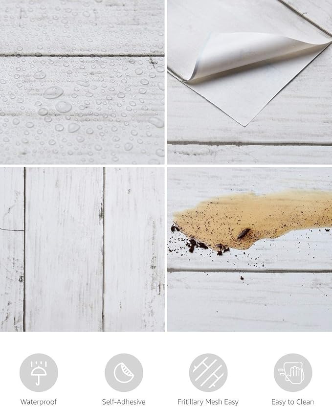 Wood Contact Paper White Gray 17.7"X 275"Thickened Peel and Stick Wallpaper - Image 2