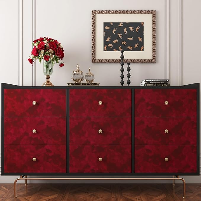 YENHOME 17.7"X393" Dark Red Wallpaper Stick and Peel, Vintage Velvet Wallpaper - Image 4