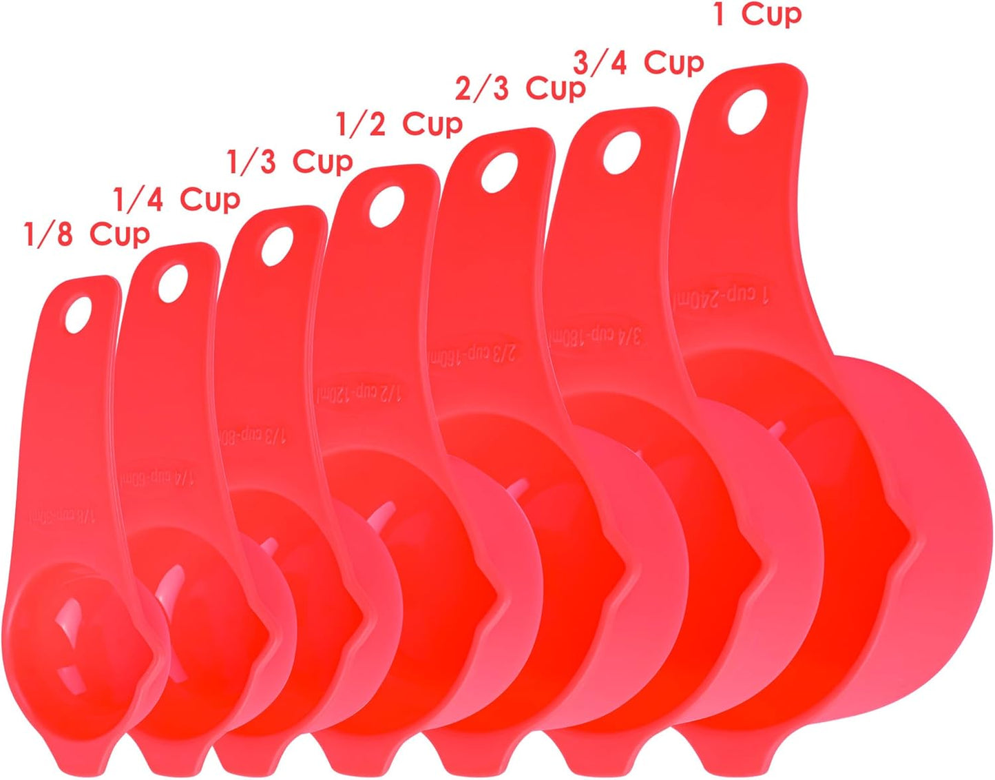 Red Measuring Cups and Spoons Set 15, 7 Plastic Measuring Cup Set, 7 Spice Long Handle Measuring Spoons with 1 Leveler for Kitchen and Baking, Dry Metric Measure Cups & Spoons Set