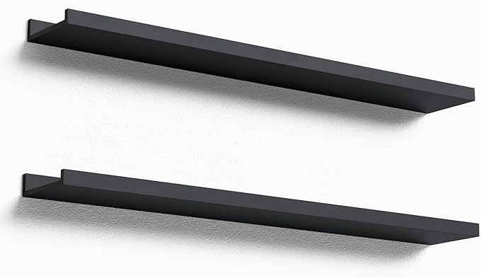 Boswillon 35.4 Inches Long Floating Shelves Wall Mounted, 2 Set Modern Black by Boswillon