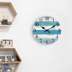 KECYET Wall Clock Battery Operated 8 Inch Outdoor Beach Style Blue Coastal - Image 7