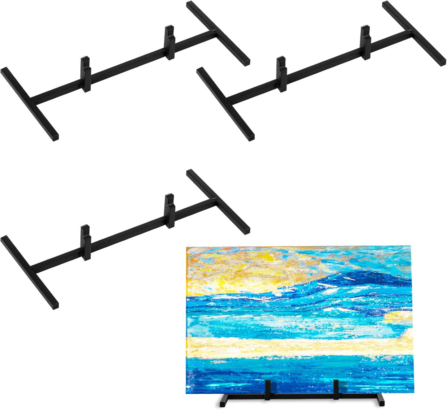 4 Pcs Metal Glass Display Stands Easel for Stained,ceramic Tiles, Plaques, for Picture, Collectibles Ceramic Tiles Photo Office Trade Show Office, or Home(Black,7.87 x 3.94 x 0.98 Inch)