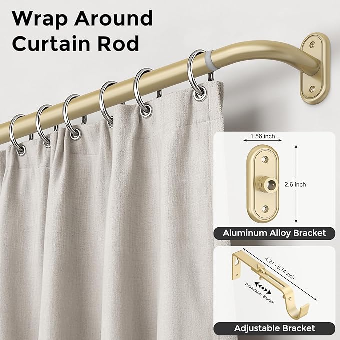 Curtain Rods 36-88 Inch, 1 Inch Adjustable Heavy Duty Room Darkening Window - Image 2