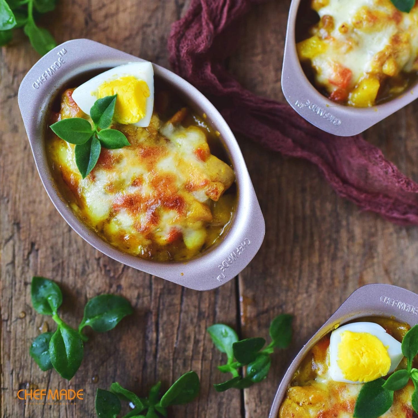 CHEFMADE Mini Cheese Cake Pan Set, 3.7-Inch 4Pcs Non-Stick Oval Cake and Loaf Bakeware for Oven and Instant Pot Baking (Champagne Gold)