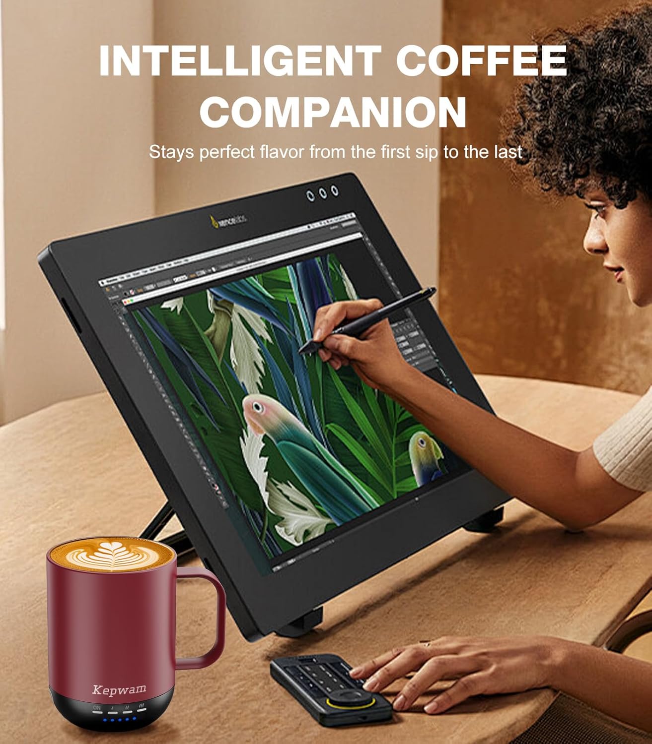 Self Heating Coffee Mug T1-16oz Fast Heating & Ultra Long-Lasting Battery Life, Heated Coffee Mug Up to 149℉ - Touch & App Controlled Coffee Mug, Birthday Gifts for Women and Men