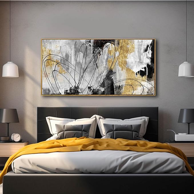 YJYart Abstract Wall Art Office Decor Gold Wall Decor - Image 3