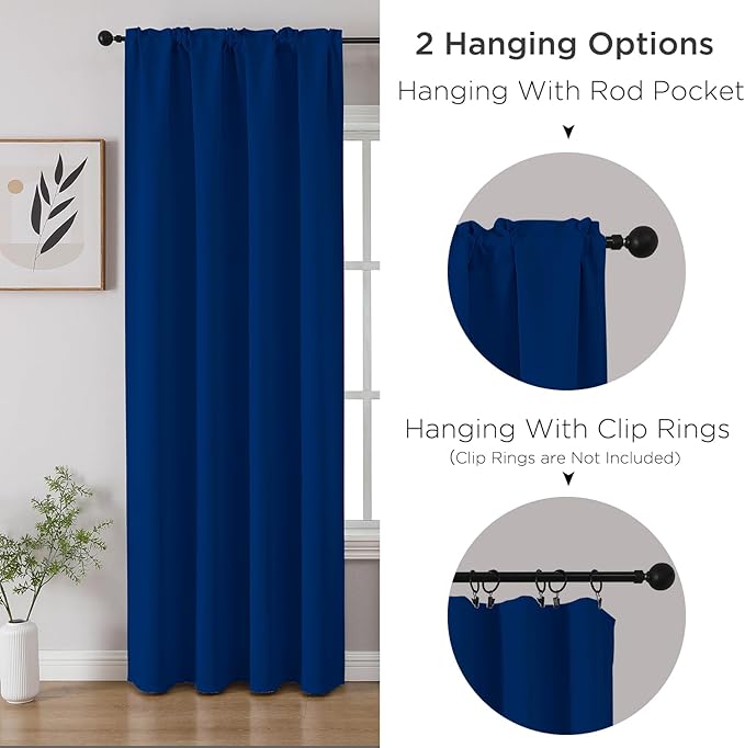CUCRAF Royal Blue Blackout Curtains 84 inch Length 2 Panels Set, Rod Pocket - Image 4