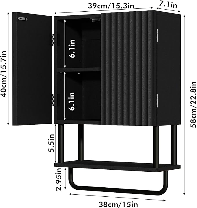 RUSTOWN Fluted Bathroom Wall Cabinet - Image 2