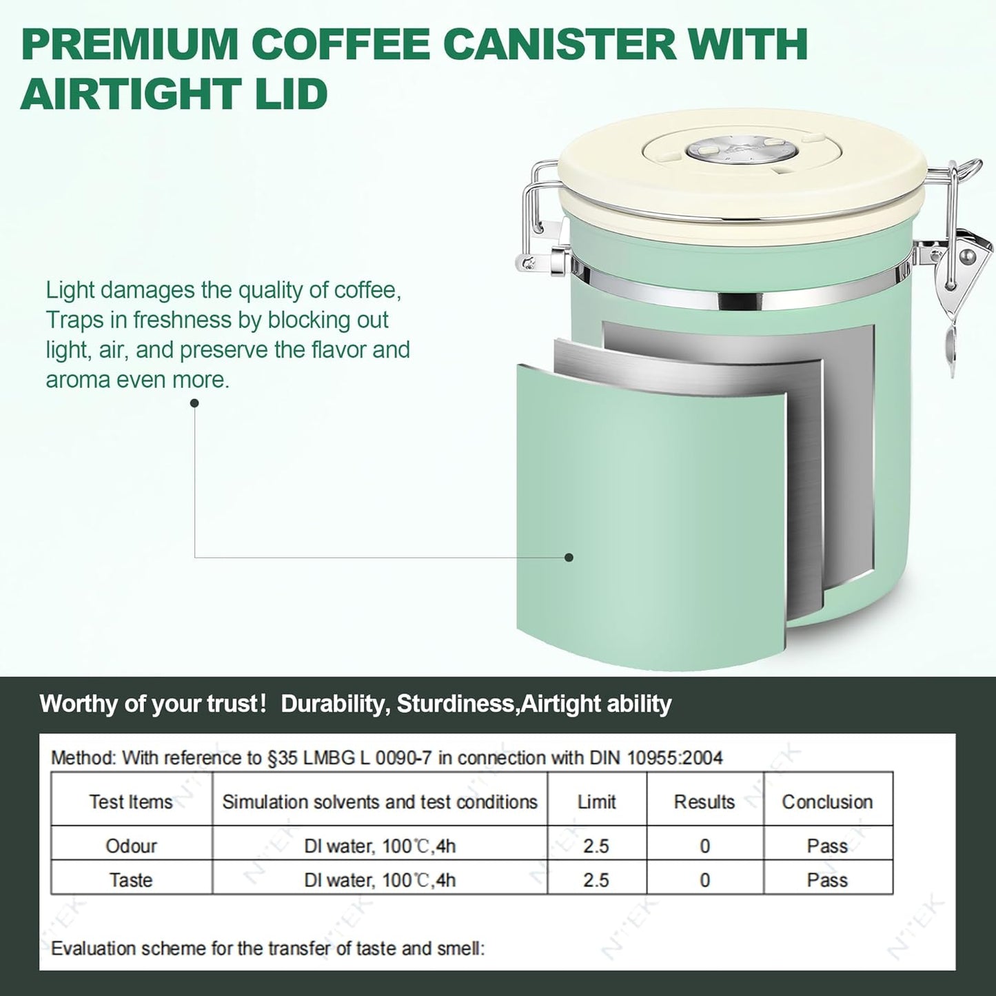 ShanSon Coffee Canister Airtight Coffee Container Stainless Steel Coffee Bean Storage Container with Scoop Coffee Canister for Beans Grounds Sugar Flour Tea Cereal,11OZ,Green