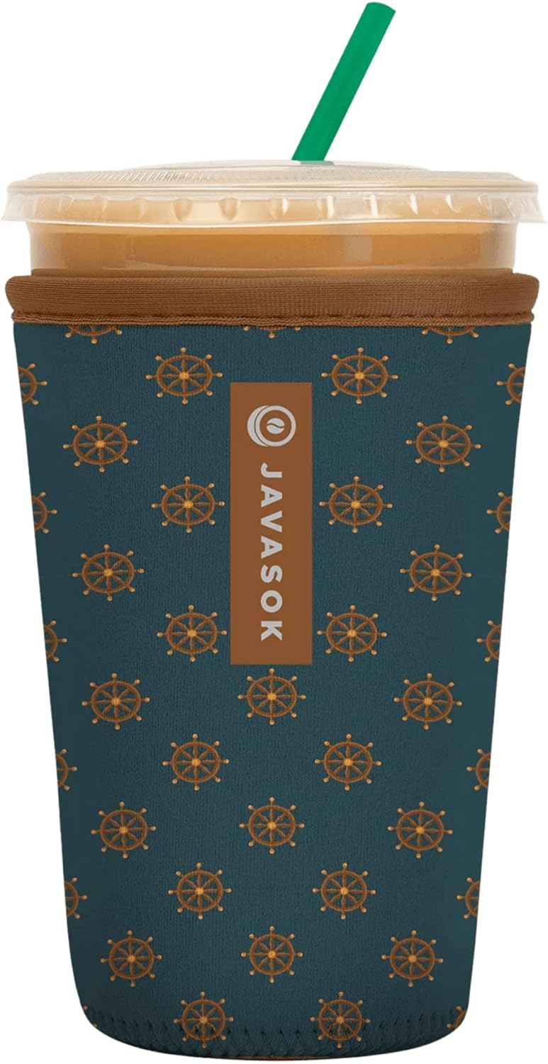 Sok It JavaSok Iced Coffee & Cold Soda Insulated Neoprene Cup Sleeve (Capt Wheel, Medium: 22-28oz)