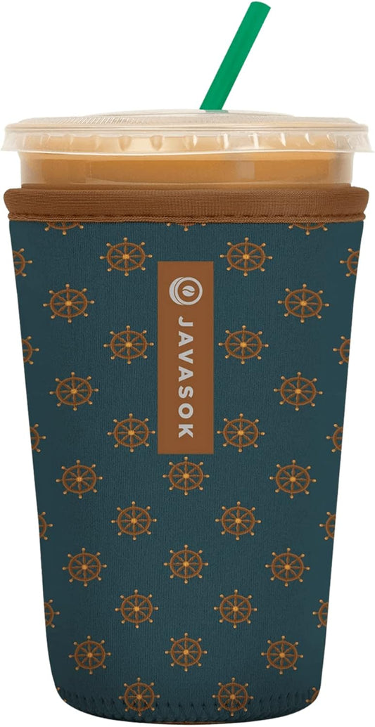 Sok It JavaSok Iced Coffee & Cold Soda Insulated Neoprene Cup Sleeve (Capt Wheel, Medium: 22-28oz)