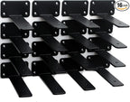 16 Pack - 5 inch Black Hidden L Shelf Bracket Iron Floating Shelf Brackets by MHMYDZ