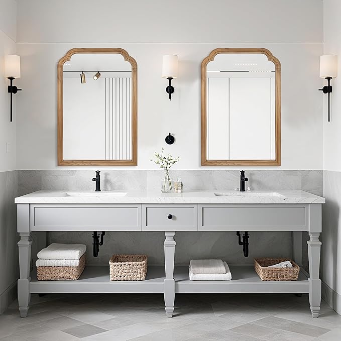Wood Bathroom Mirror for Wall, 30 x 20 Inch Decorative Wall Mirror - Image 9