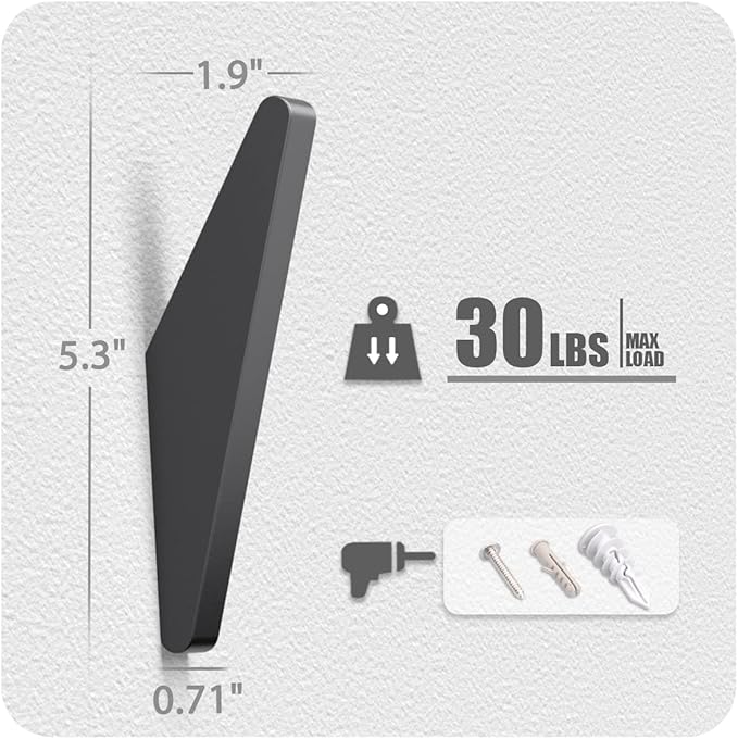 COCOYA 2Pack Metal Wall Hooks, Minimalist Coat Hooks Matte Black Simple Modern - Image 6