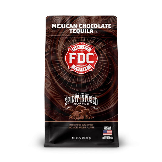 Fire Department Coffee - Gives Back to Firefighters - Mexican Chocolate Tequila Infused Ground Coffee - Medium Roast - Non-Alcoholic - Roasted in the USA - Veteran Owned - 12 oz