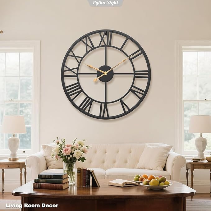 Pytha Sight Large Wall Clock for Lving Room, 16 Inch Modern Industrial - Image 4