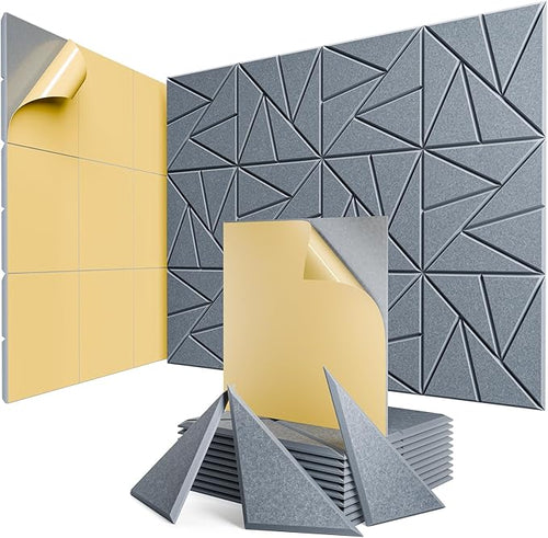 12 Pack Acoustic Panels with Self-Adhesive, Sound Panels High Density, by ROOME
