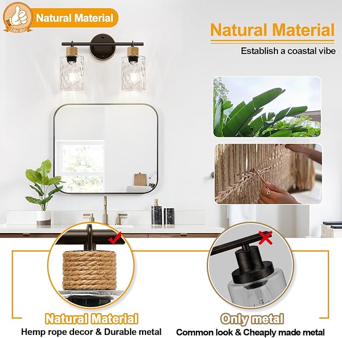 MOKATNG Bathroom Light Fixtures, 2-Light Coastal Vanity Lights - Image 5