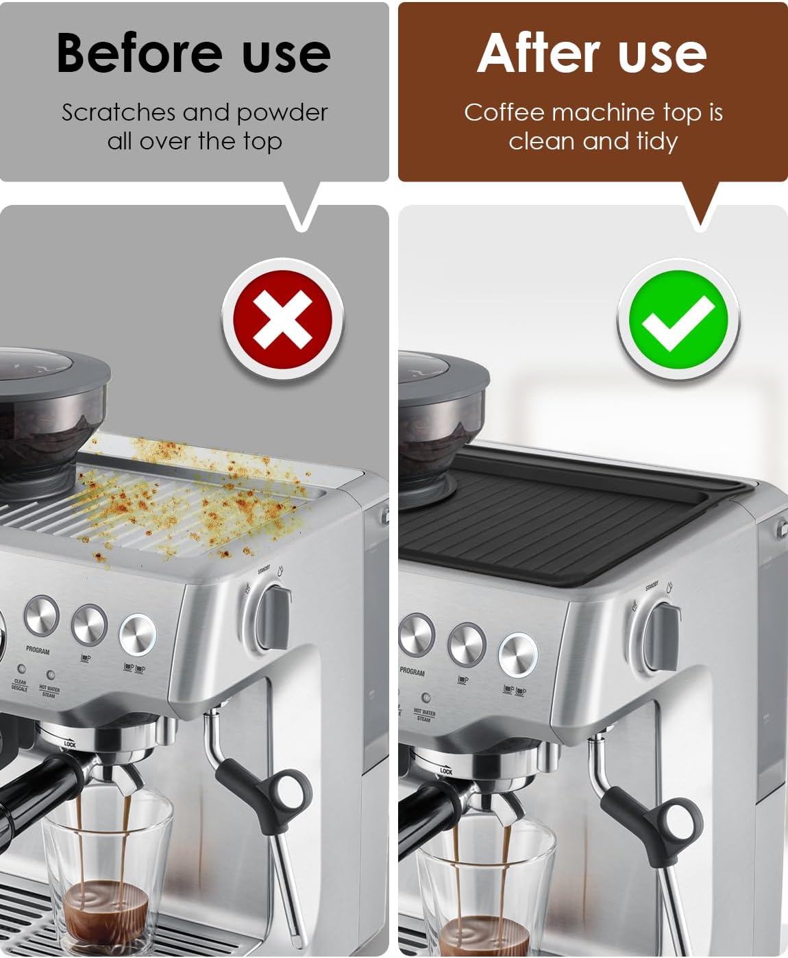 Tamping Mat compatible with Breville 870/880, Silicone Top Cover for Espresso Machines - Non-Slip, Scratch Proof Coffee Accessories (11"x9.25", Black)