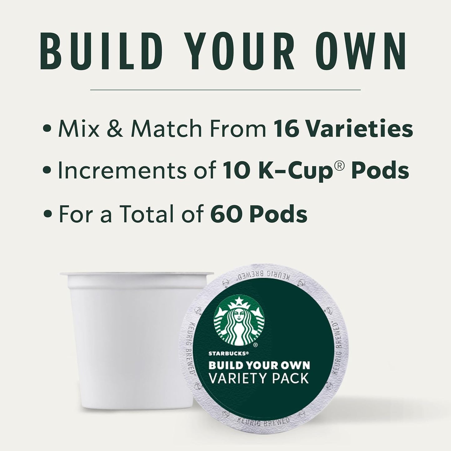 Starbucks Coffee, Keurig K-Cup Pods, Custom Build Your Own Variety Pack, 60 Pods