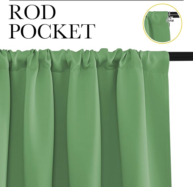 NICETOWN Blackout Curtains for Bedroom, Froest Green, 1 Pair, 42 by 45-inch - Image 2