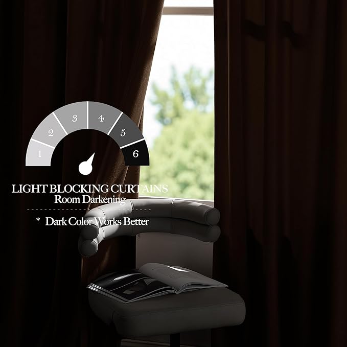 NICETOWN Brown Velvet Room Darkening Curtains, Home Decor Light Blocking - Image 6