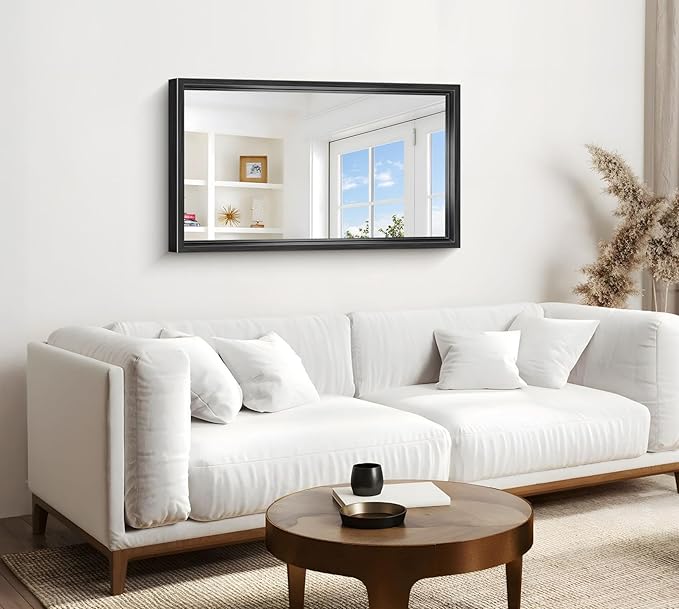 Black Framed Mirror 24"x40", Brushed Black Bathroom Mirrors - Image 4