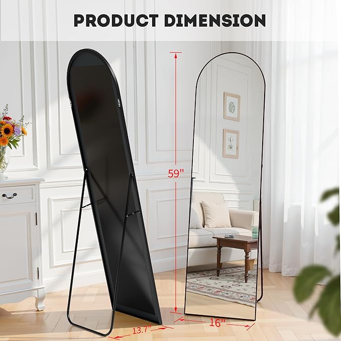 Simple Deluxe Arched Full Length Mirror, - Image 5