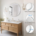 USHOWER 30" Round Frameless Wall Mirror - Image 2