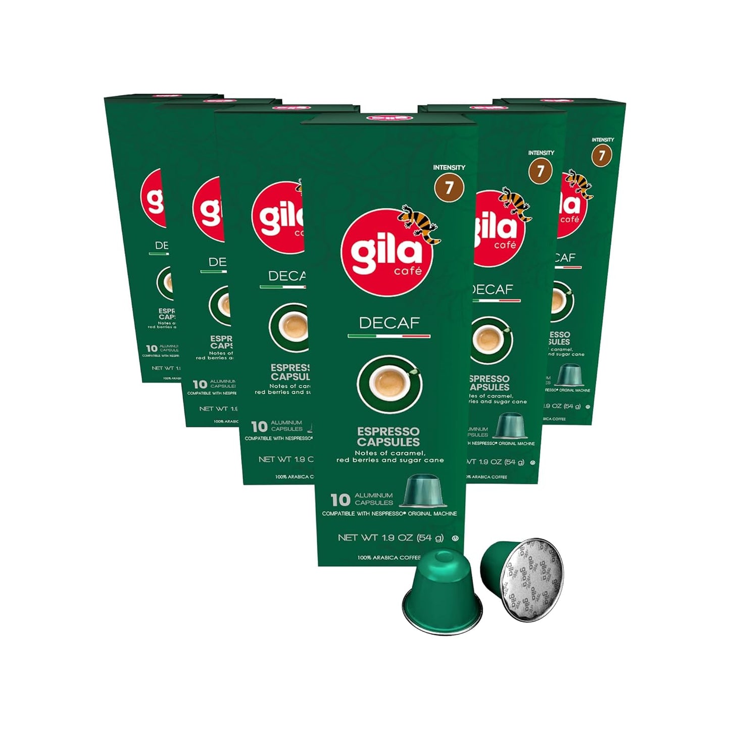 GILA Cafe Decaf aluminun coffee capsules compatible with Nespresso Original Machines Pack (6 pack x 10), 60 count