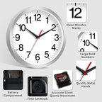 Rohioue Wall Clock Modern 8 Inch Battery Operated Silent Non Ticking Small - Image 4