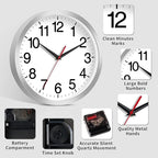 Rohioue 14 Inch Wall Clock Modern Battery Operated Silent Non Ticking Analog - Image 5