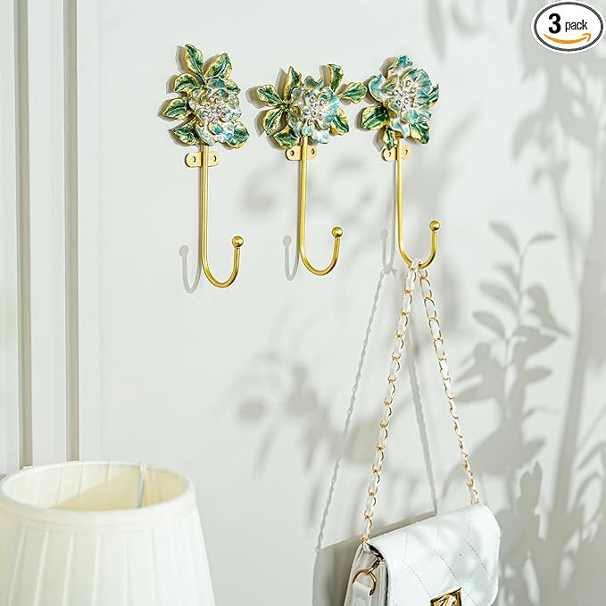 Vintage Wall Hooks Decorative Rack Hangers, 3 Pack Metal Wall Mounted Hook by bordorsse